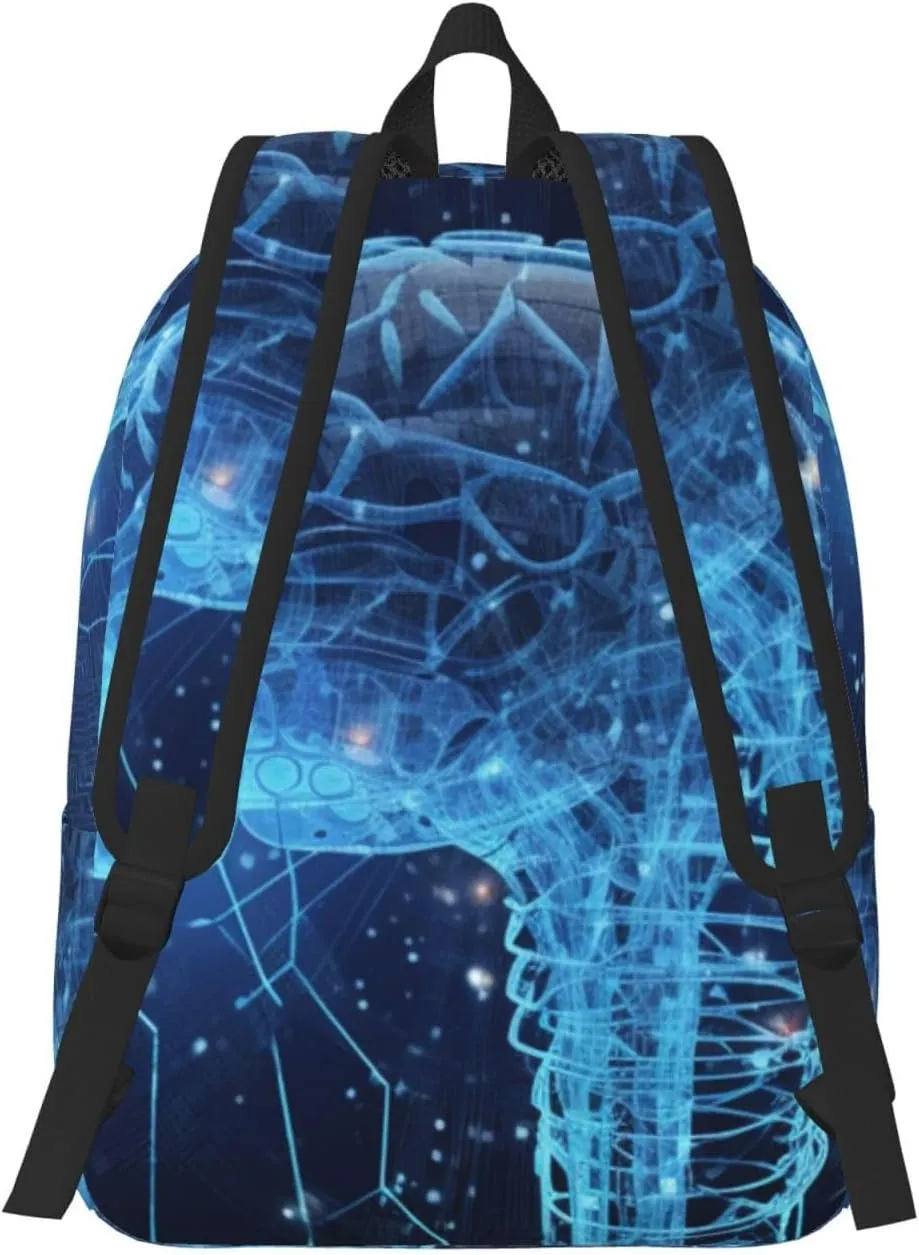 Laptop Backpack for Men Women Lightweight Backpack Intelligence Brain Casual Daypack with Bottle Side Pockets