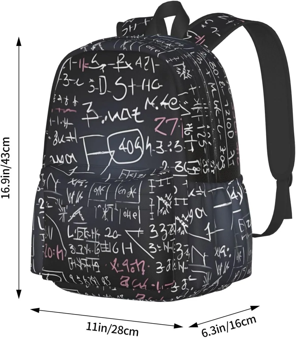 Laptop Backpack for Men Women Lightweight Backpack Math Formula Casual Daypack with Bottle Side Pockets