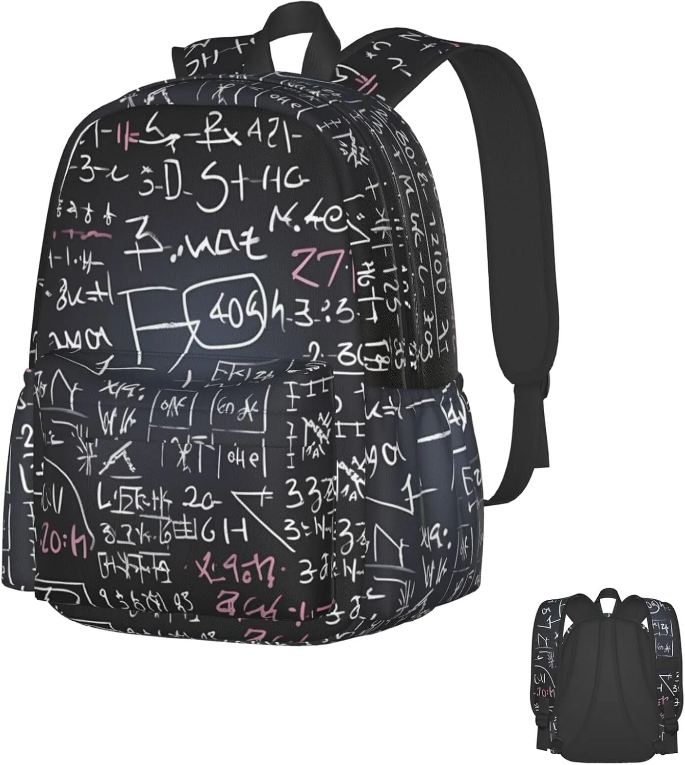 Laptop Backpack for Men Women Lightweight Backpack Math Formula Casual Daypack with Bottle Side Pockets