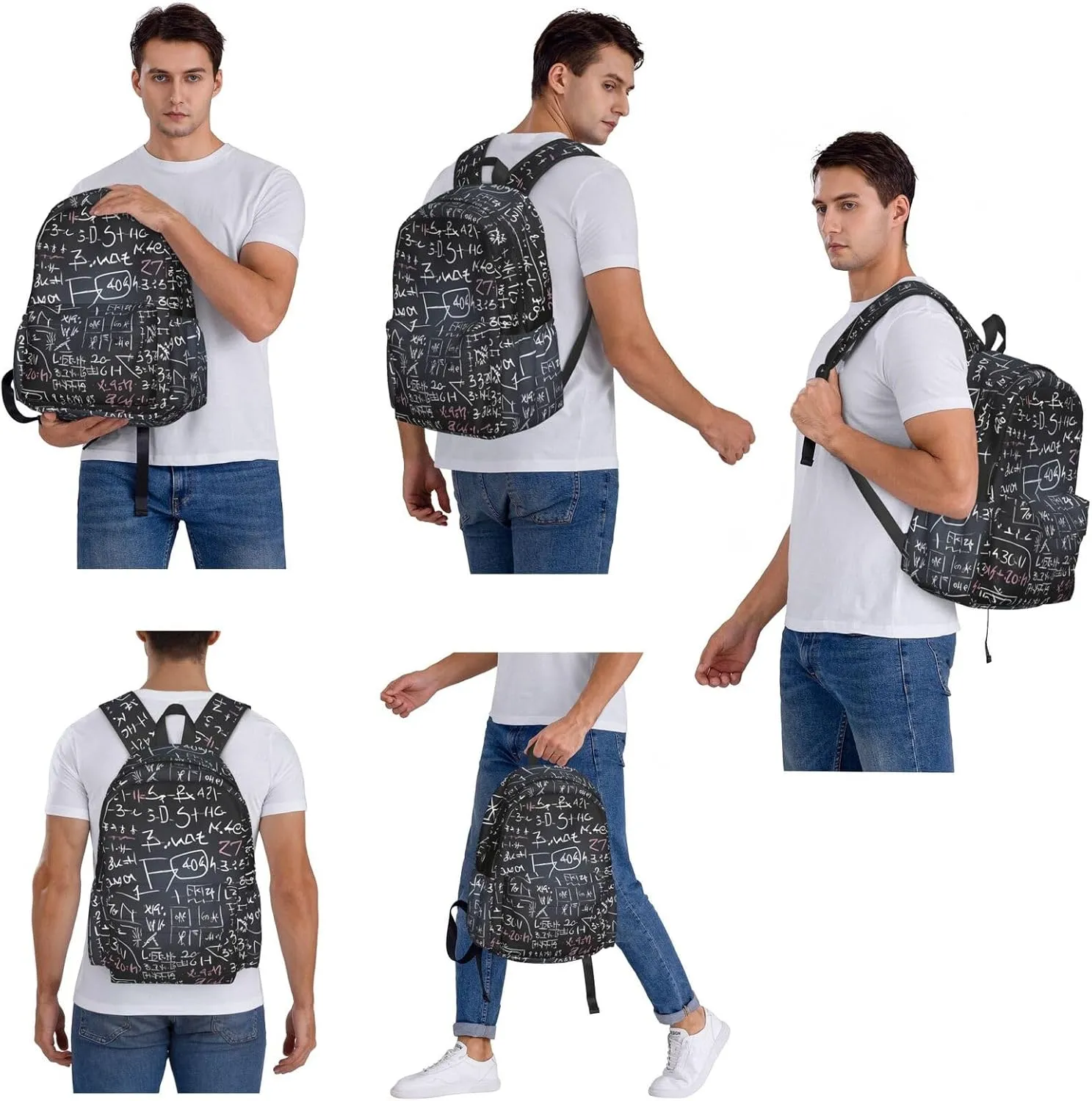 Laptop Backpack for Men Women Lightweight Backpack Math Formula Casual Daypack with Bottle Side Pockets