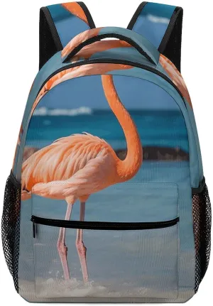 Laptop Backpack for Men Women Lightweight Daypack with Compartment Rucksack Beach Flamingo Laptop Bag