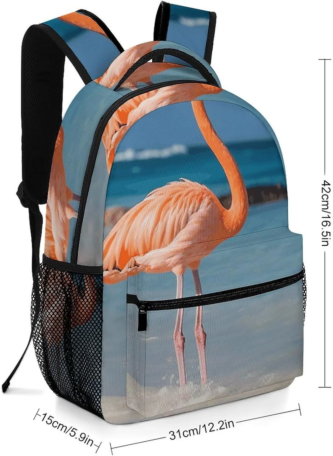 Laptop Backpack for Men Women Lightweight Daypack with Compartment Rucksack Beach Flamingo Laptop Bag