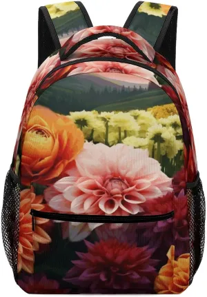 Laptop Backpack for Men Women Lightweight Daypack with Compartment Rucksack Beautiful Colorful Flowers Laptop Bag