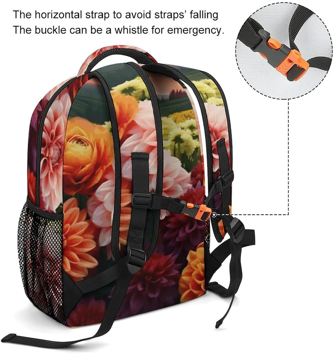 Laptop Backpack for Men Women Lightweight Daypack with Compartment Rucksack Beautiful Colorful Flowers Laptop Bag