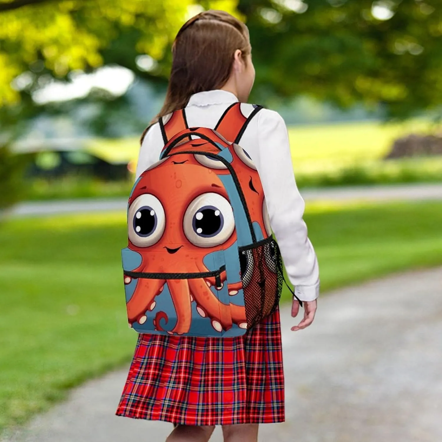 Laptop Backpack for Men Women Lightweight Daypack with Compartment Rucksack Big-eyed Red Octopus Laptop Bag