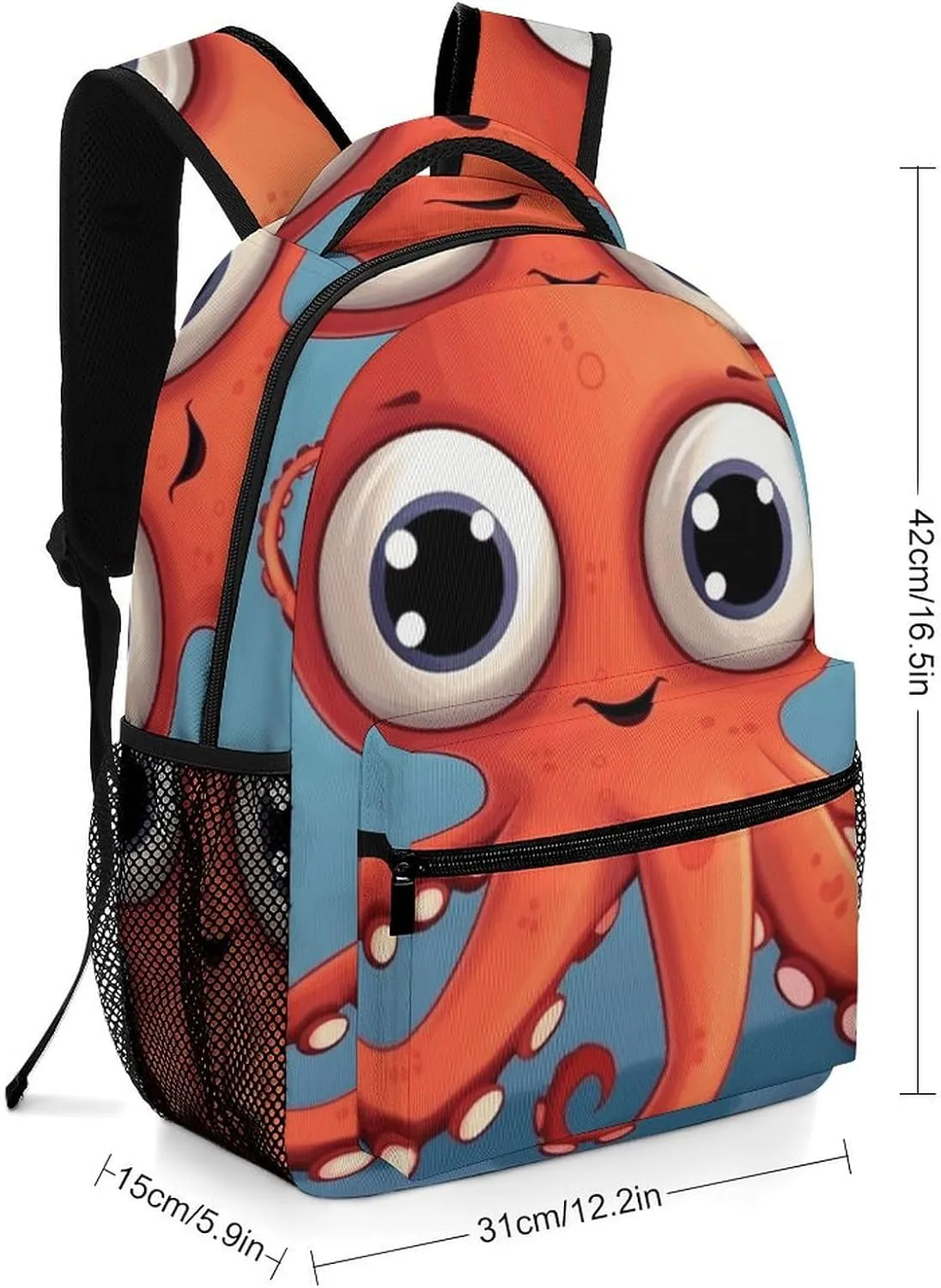 Laptop Backpack for Men Women Lightweight Daypack with Compartment Rucksack Big-eyed Red Octopus Laptop Bag