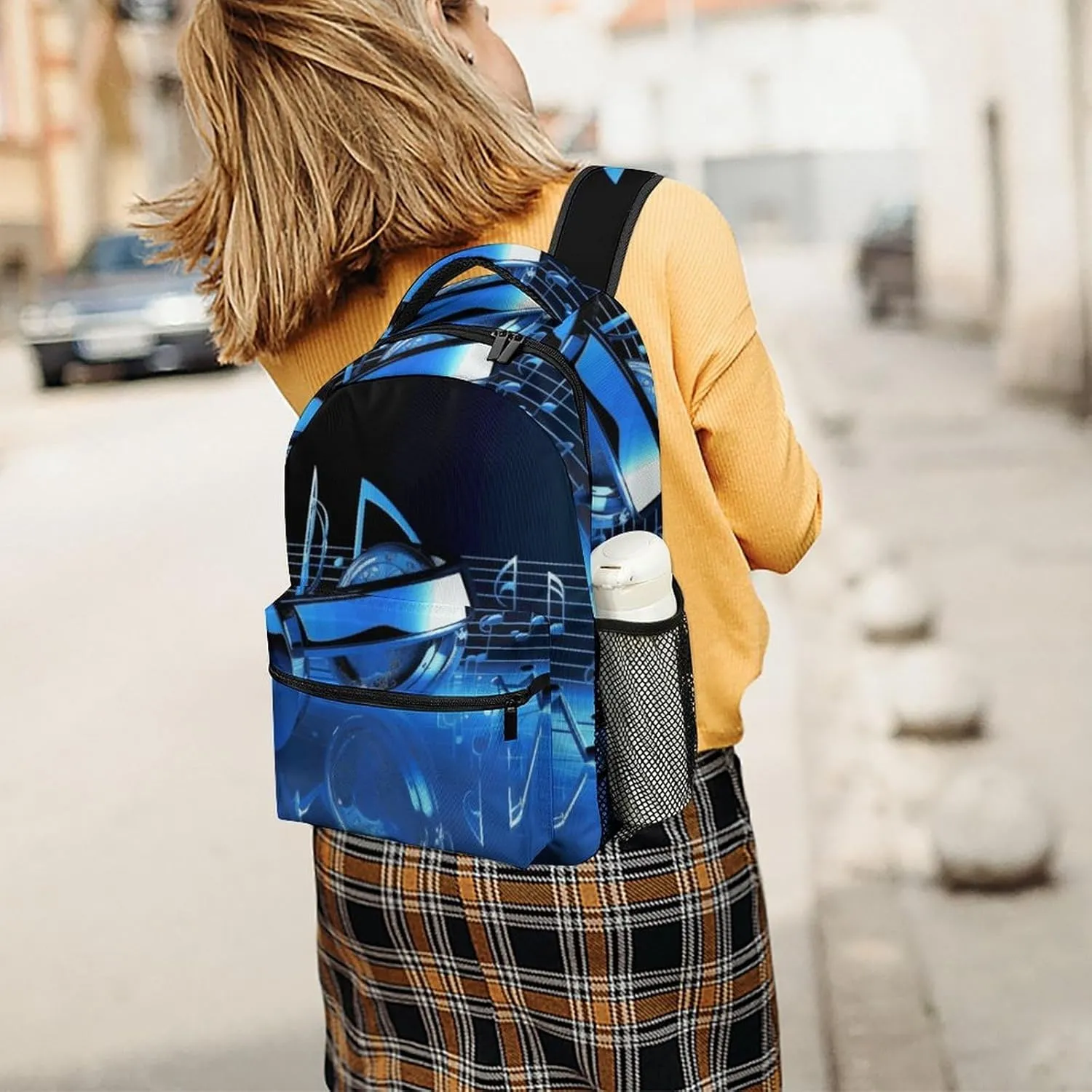 Laptop Backpack for Men Women Lightweight Daypack with Compartment Rucksack Blue Music Laptop Bag