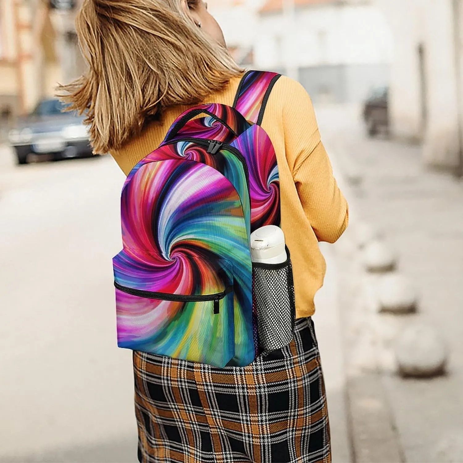 Laptop Backpack for Men Women Lightweight Daypack with Compartment Rucksack Colorful Tie Dye Laptop Bag