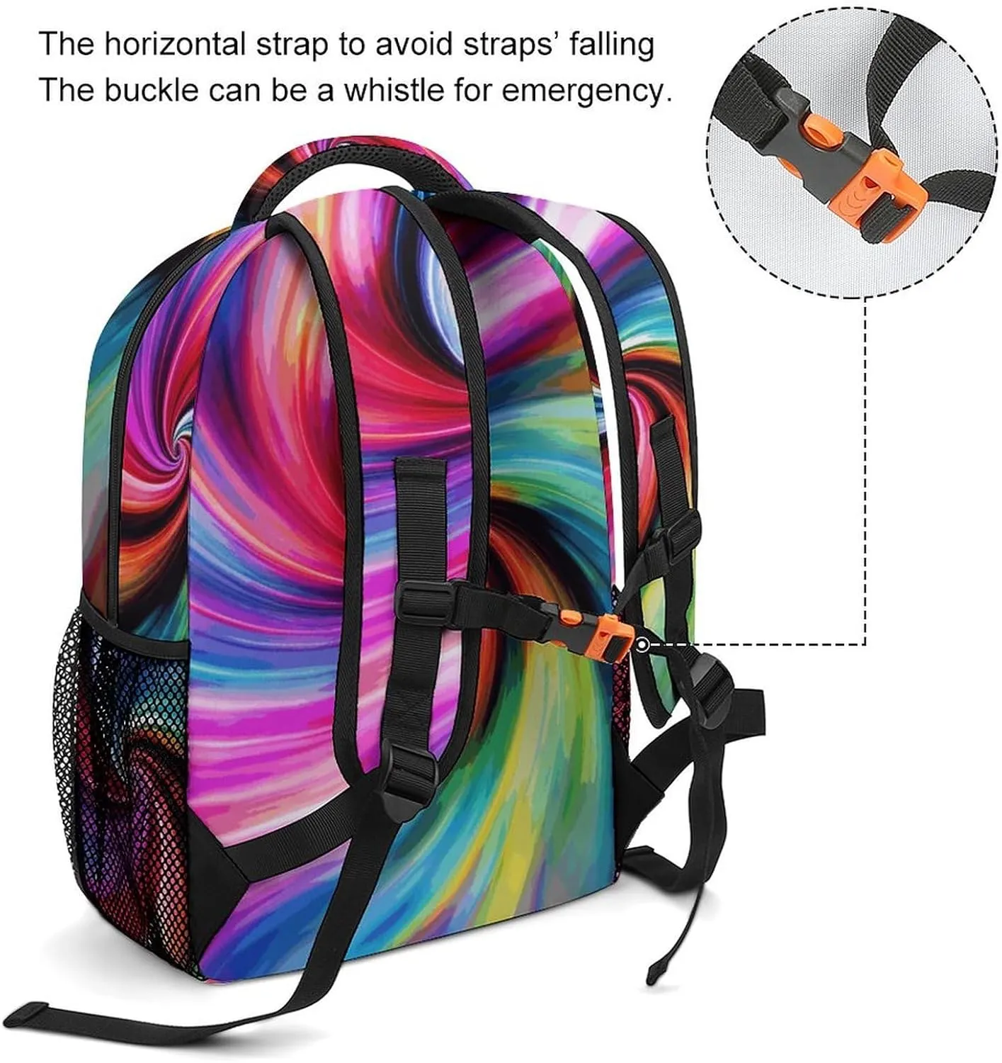 Laptop Backpack for Men Women Lightweight Daypack with Compartment Rucksack Colorful Tie Dye Laptop Bag
