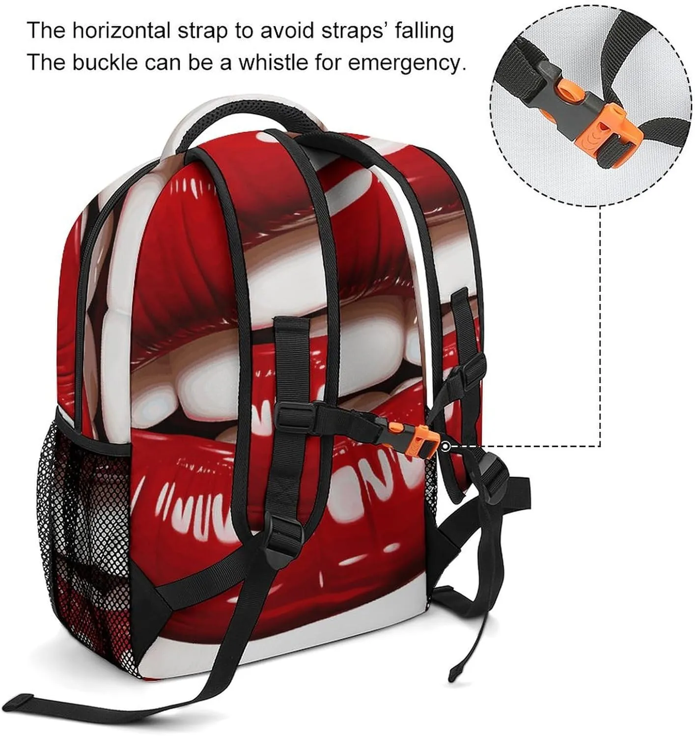 Laptop Backpack for Men Women Lightweight Daypack with Compartment Rucksack Cute Graphic Red Lips Laptop Bag