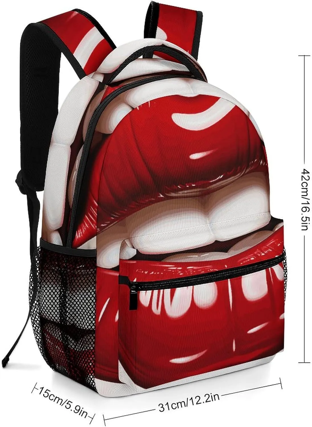 Laptop Backpack for Men Women Lightweight Daypack with Compartment Rucksack Cute Graphic Red Lips Laptop Bag