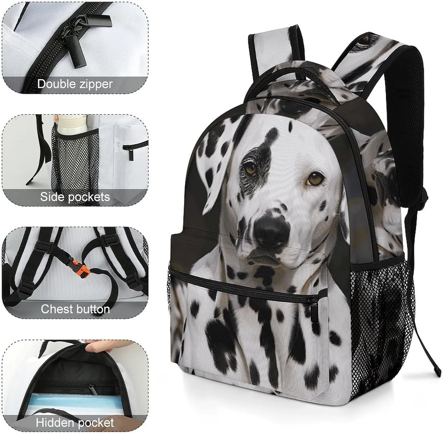 Laptop Backpack for Men Women Lightweight Daypack with Compartment Rucksack Dalmatian Dog Laptop Bag