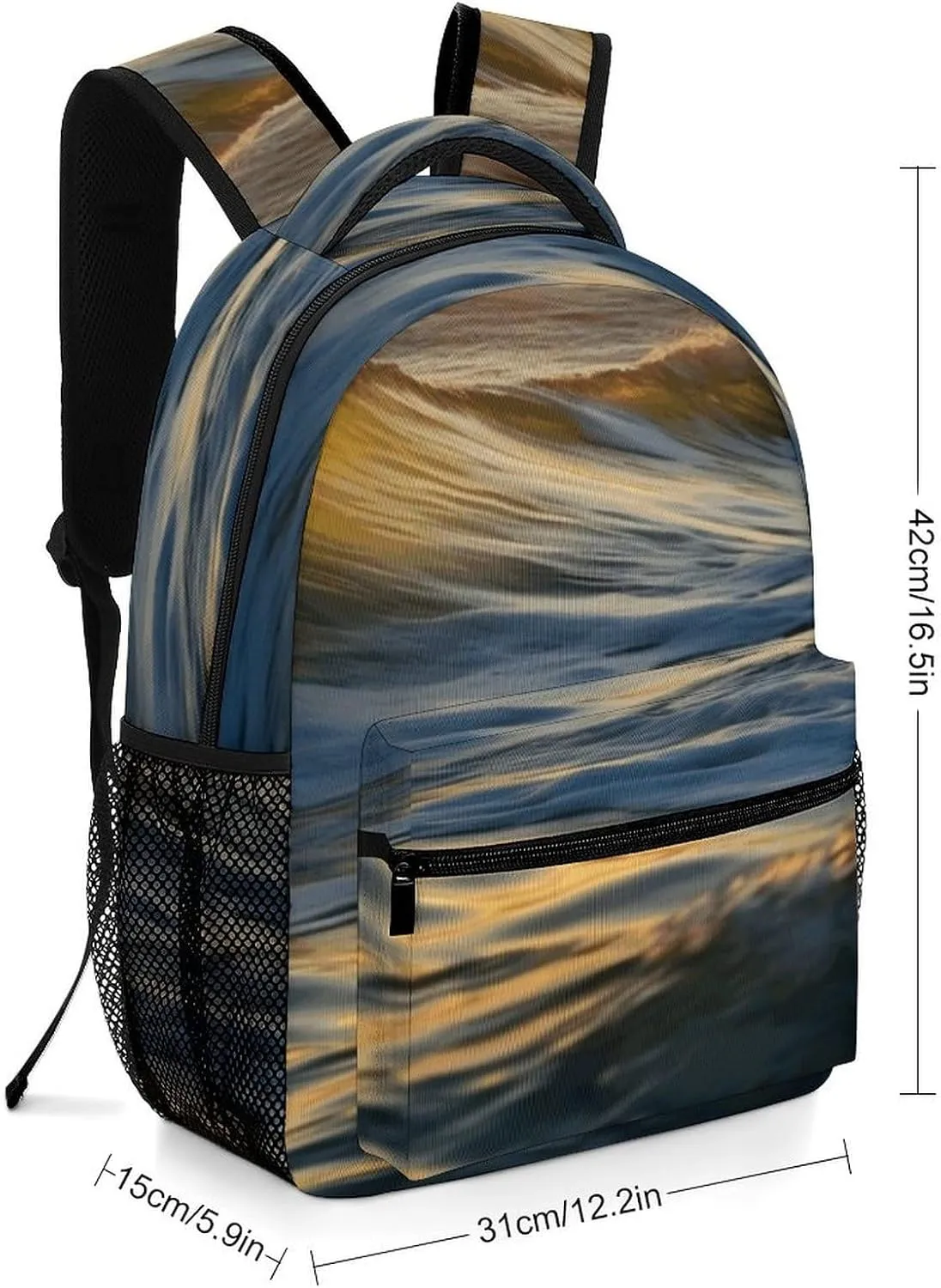 Laptop Backpack for Men Women Lightweight Daypack with Compartment Rucksack Dawn Ocean Waves Laptop Bag