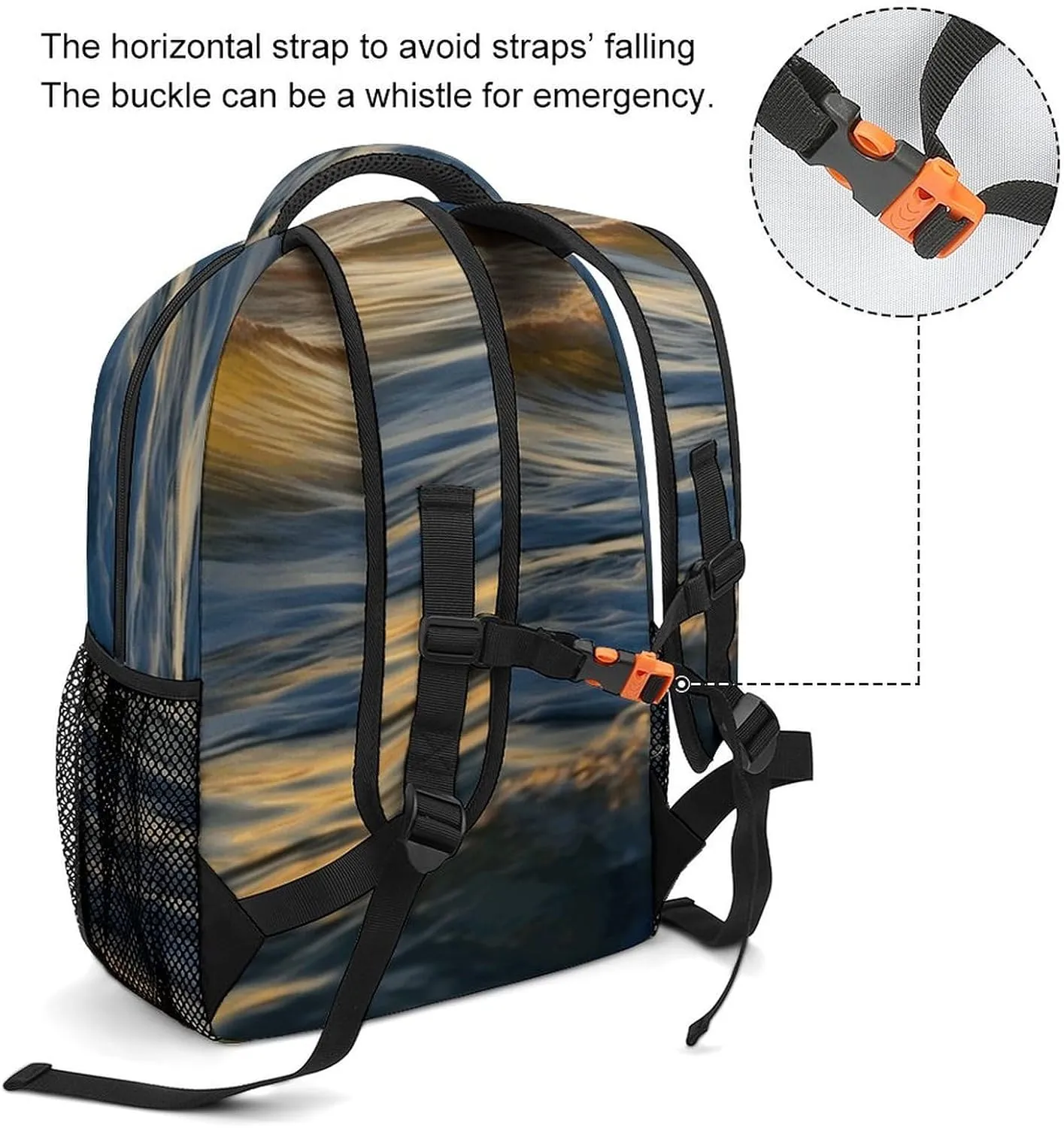 Laptop Backpack for Men Women Lightweight Daypack with Compartment Rucksack Dawn Ocean Waves Laptop Bag