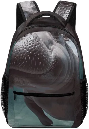 Laptop Backpack for Men Women Lightweight Daypack with Compartment Rucksack Diving Hippo Laptop Bag