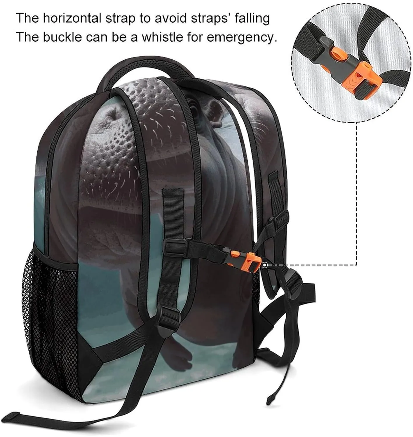 Laptop Backpack for Men Women Lightweight Daypack with Compartment Rucksack Diving Hippo Laptop Bag