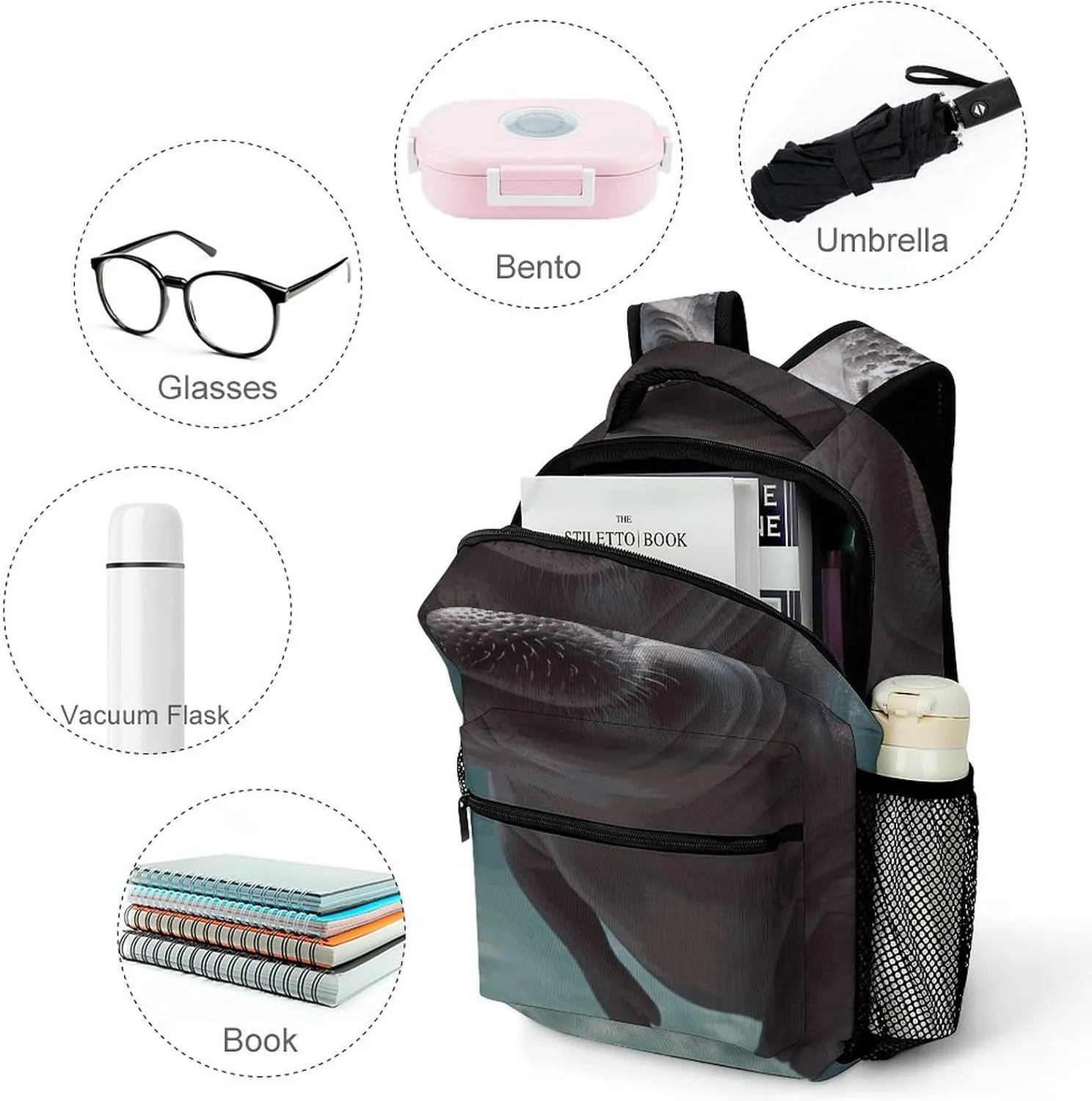 Laptop Backpack for Men Women Lightweight Daypack with Compartment Rucksack Diving Hippo Laptop Bag