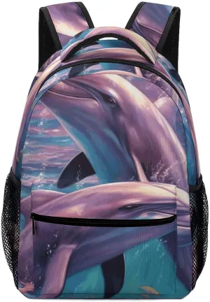 Laptop Backpack for Men Women Lightweight Daypack with Compartment Rucksack Dolphins Art Laptop Bag