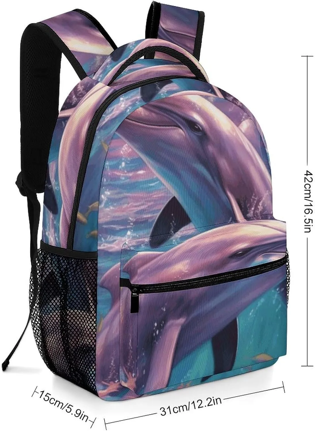 Laptop Backpack for Men Women Lightweight Daypack with Compartment Rucksack Dolphins Art Laptop Bag