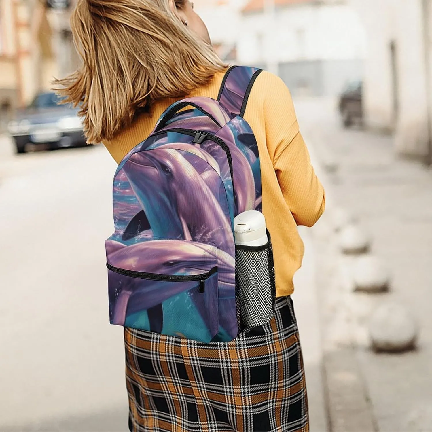 Laptop Backpack for Men Women Lightweight Daypack with Compartment Rucksack Dolphins Art Laptop Bag