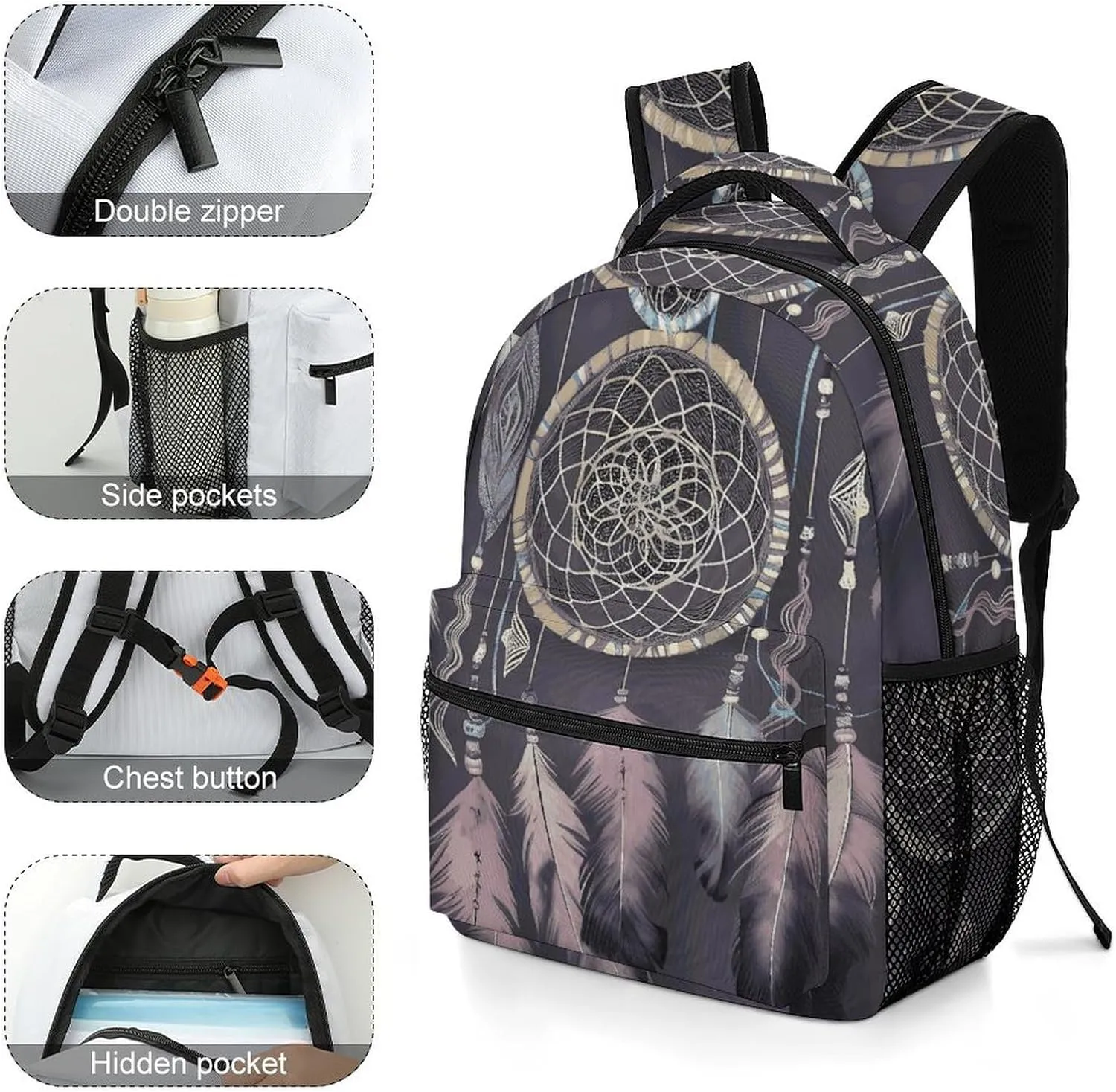 Laptop Backpack for Men Women Lightweight Daypack with Compartment Rucksack Dream Catcher Laptop Bag