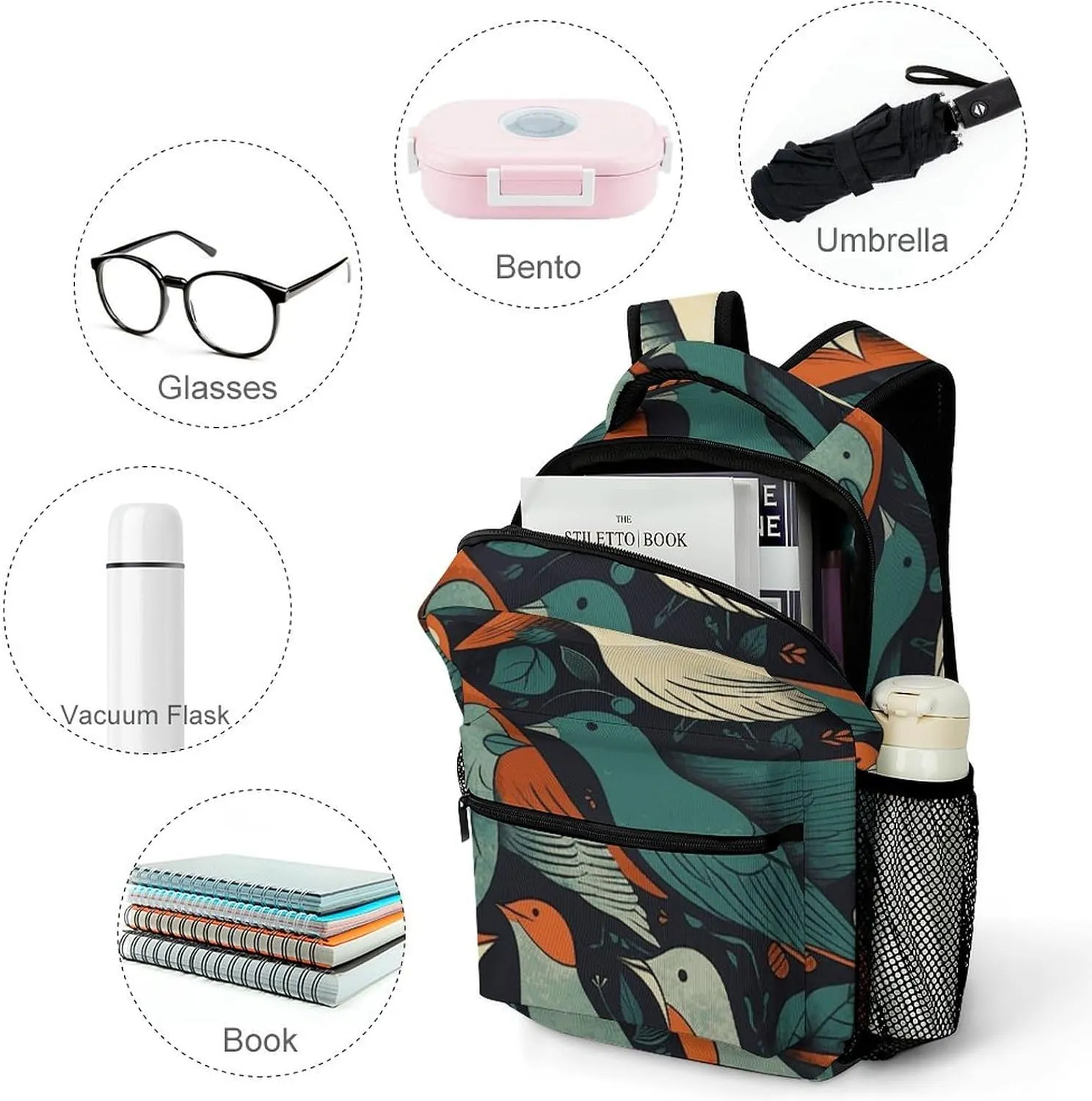 Laptop Backpack for Men Women Lightweight Daypack with Compartment Rucksack Flock of Birds Laptop Bag