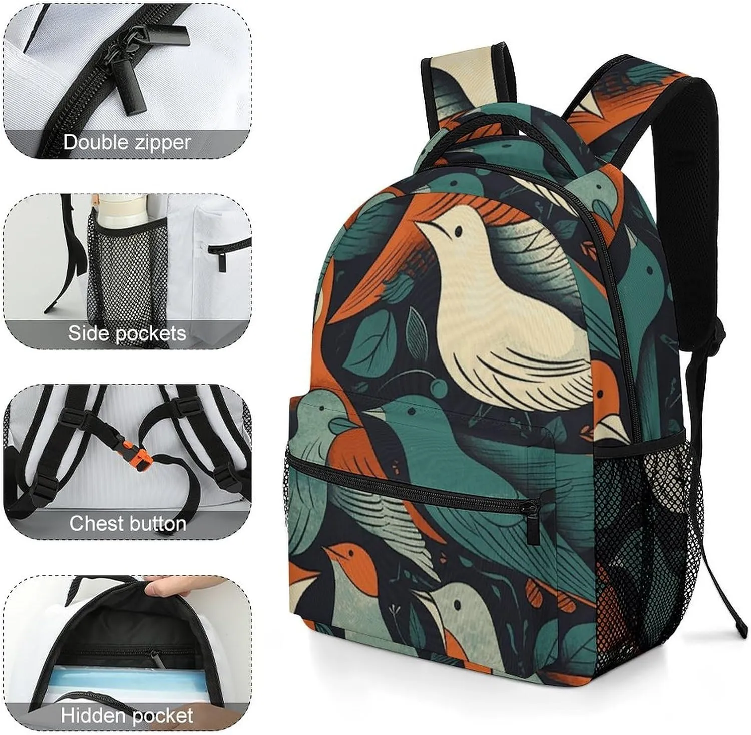 Laptop Backpack for Men Women Lightweight Daypack with Compartment Rucksack Flock of Birds Laptop Bag