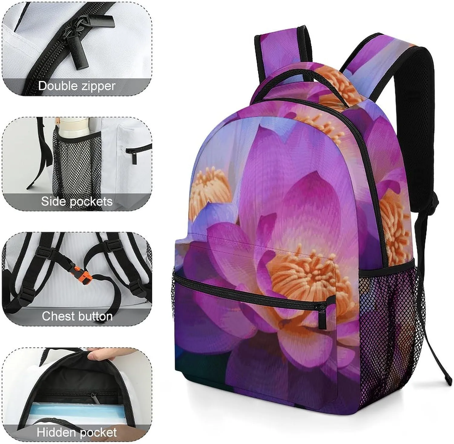 Laptop Backpack for Men Women Lightweight Daypack with Compartment Rucksack Flowers Laptop Bag