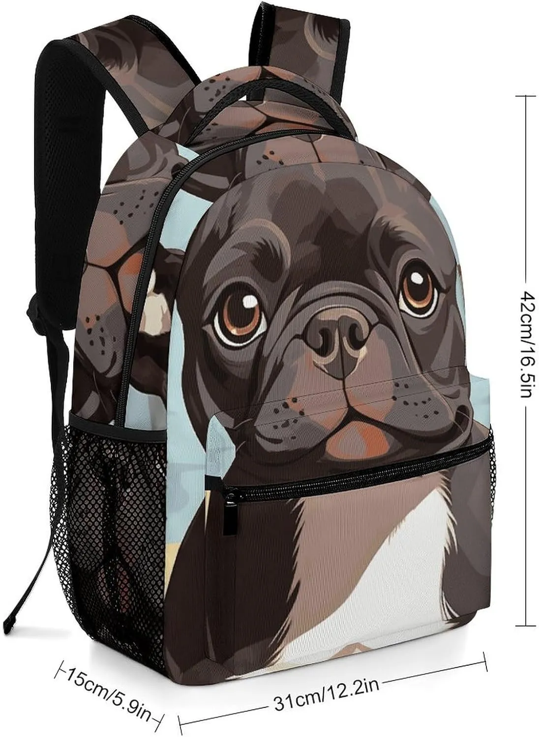 Laptop Backpack for Men Women Lightweight Daypack with Compartment Rucksack French Bulldog Dog Cute Laptop Bag