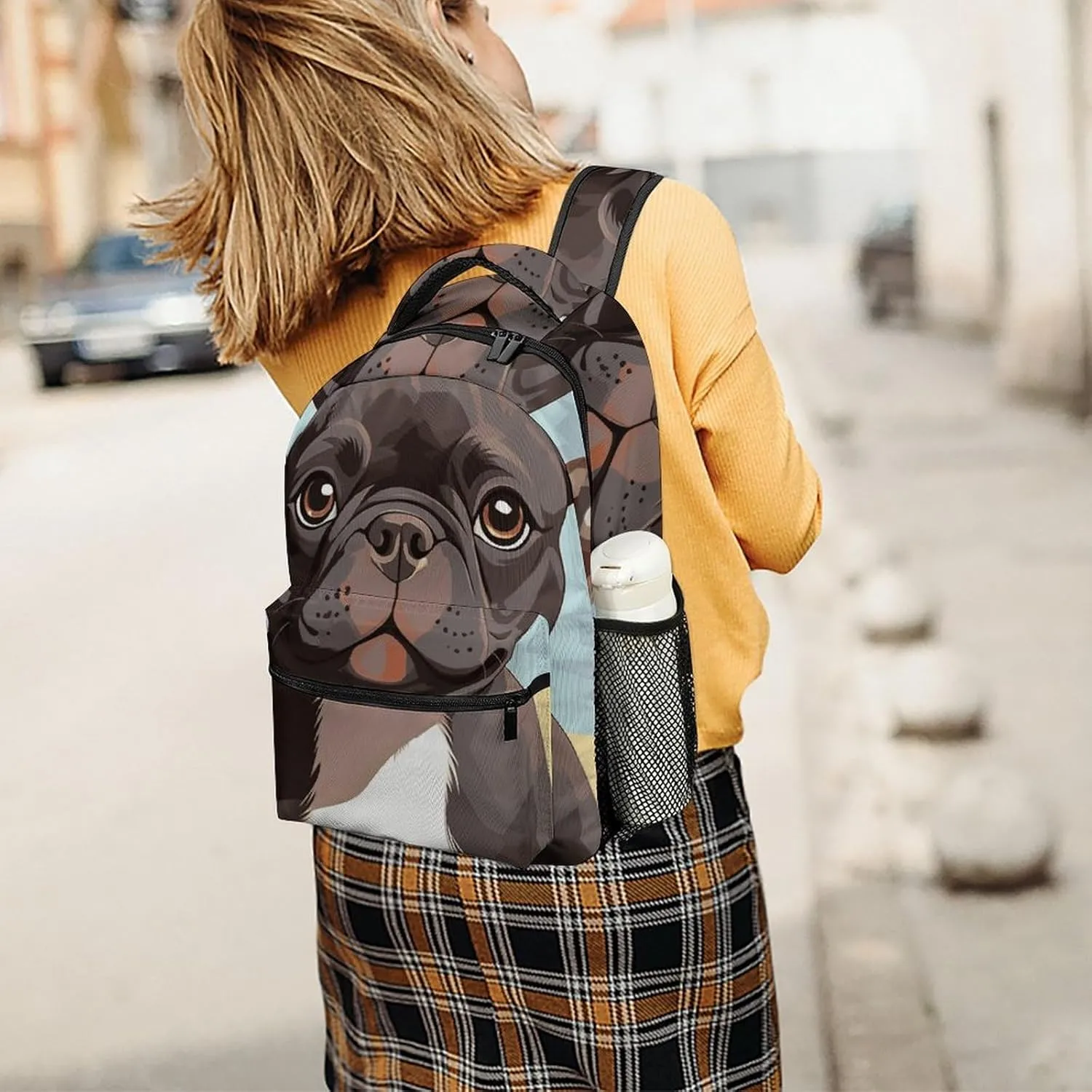 Laptop Backpack for Men Women Lightweight Daypack with Compartment Rucksack French Bulldog Dog Cute Laptop Bag