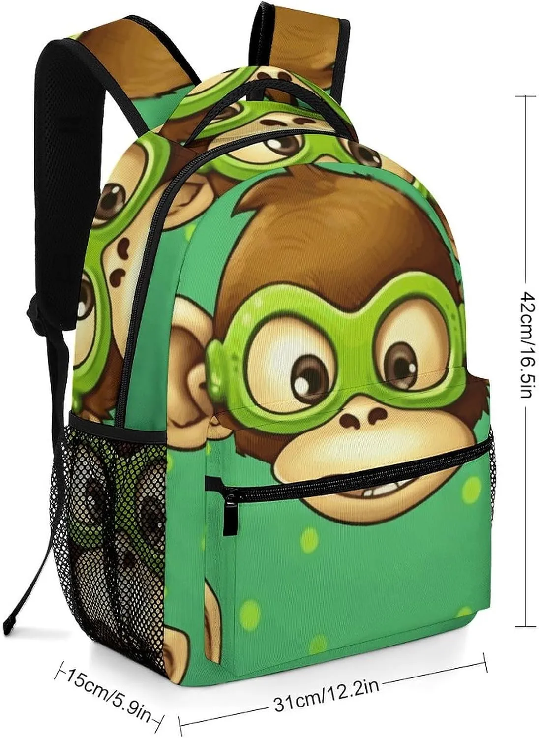 Laptop Backpack for Men Women Lightweight Daypack with Compartment Rucksack Green Monkey Laptop Bag