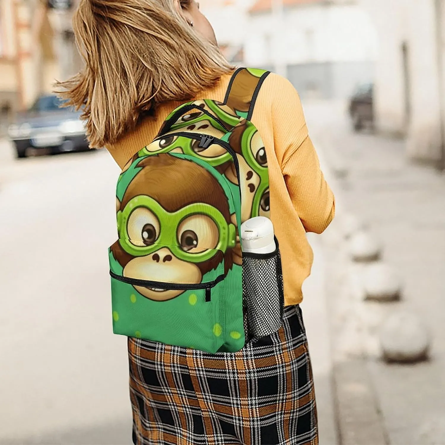 Laptop Backpack for Men Women Lightweight Daypack with Compartment Rucksack Green Monkey Laptop Bag