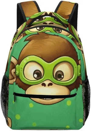 Laptop Backpack for Men Women Lightweight Daypack with Compartment Rucksack Green Monkey Laptop Bag