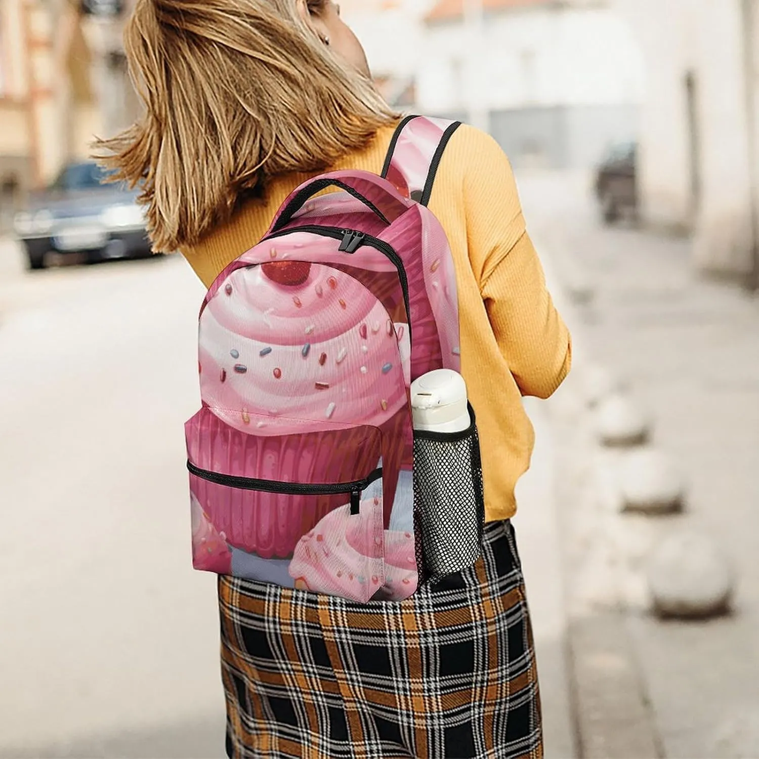 Laptop Backpack for Men Women Lightweight Daypack with Compartment Rucksack Pink Donut And Cupcake Laptop Bag