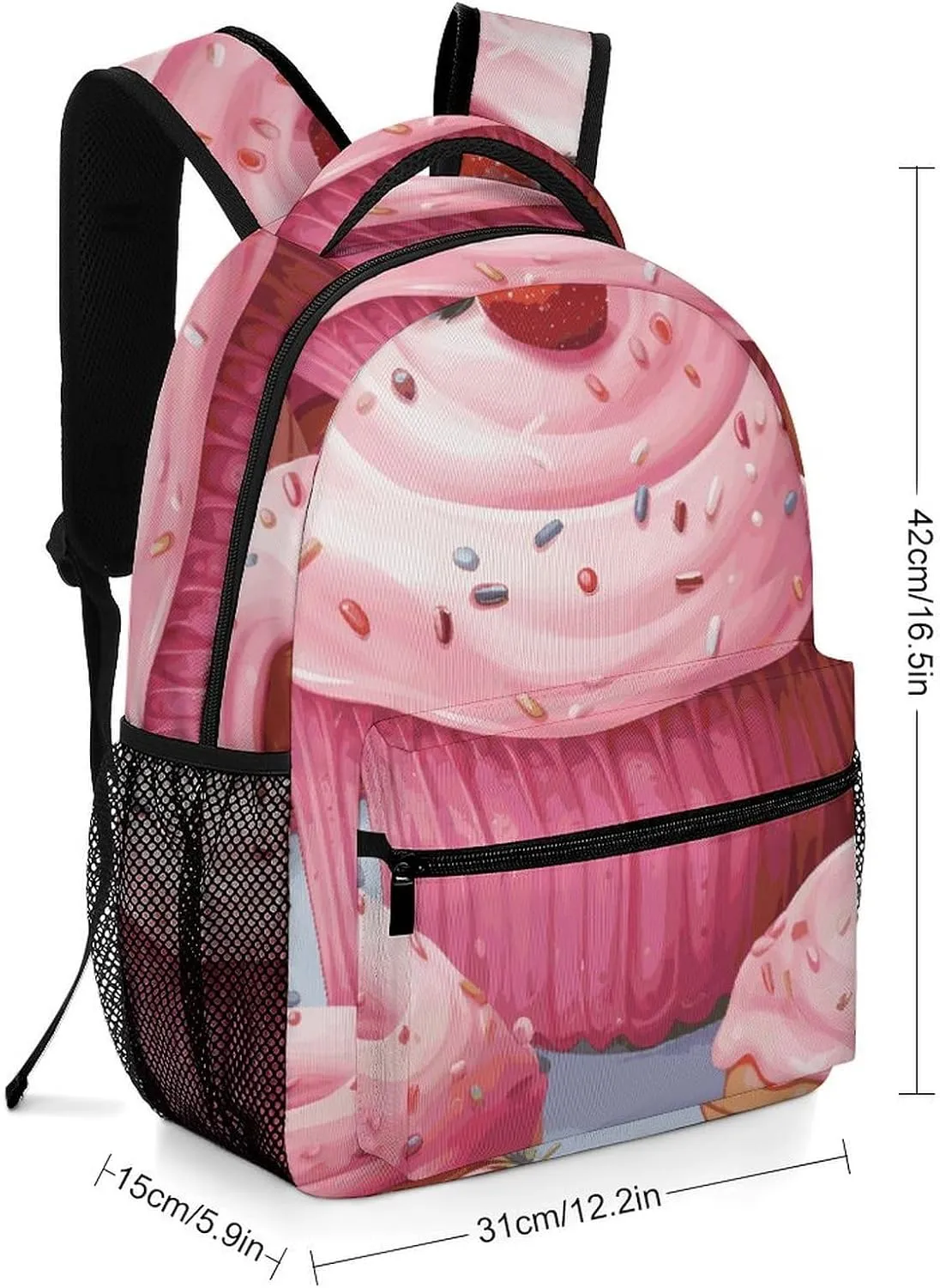 Laptop Backpack for Men Women Lightweight Daypack with Compartment Rucksack Pink Donut And Cupcake Laptop Bag