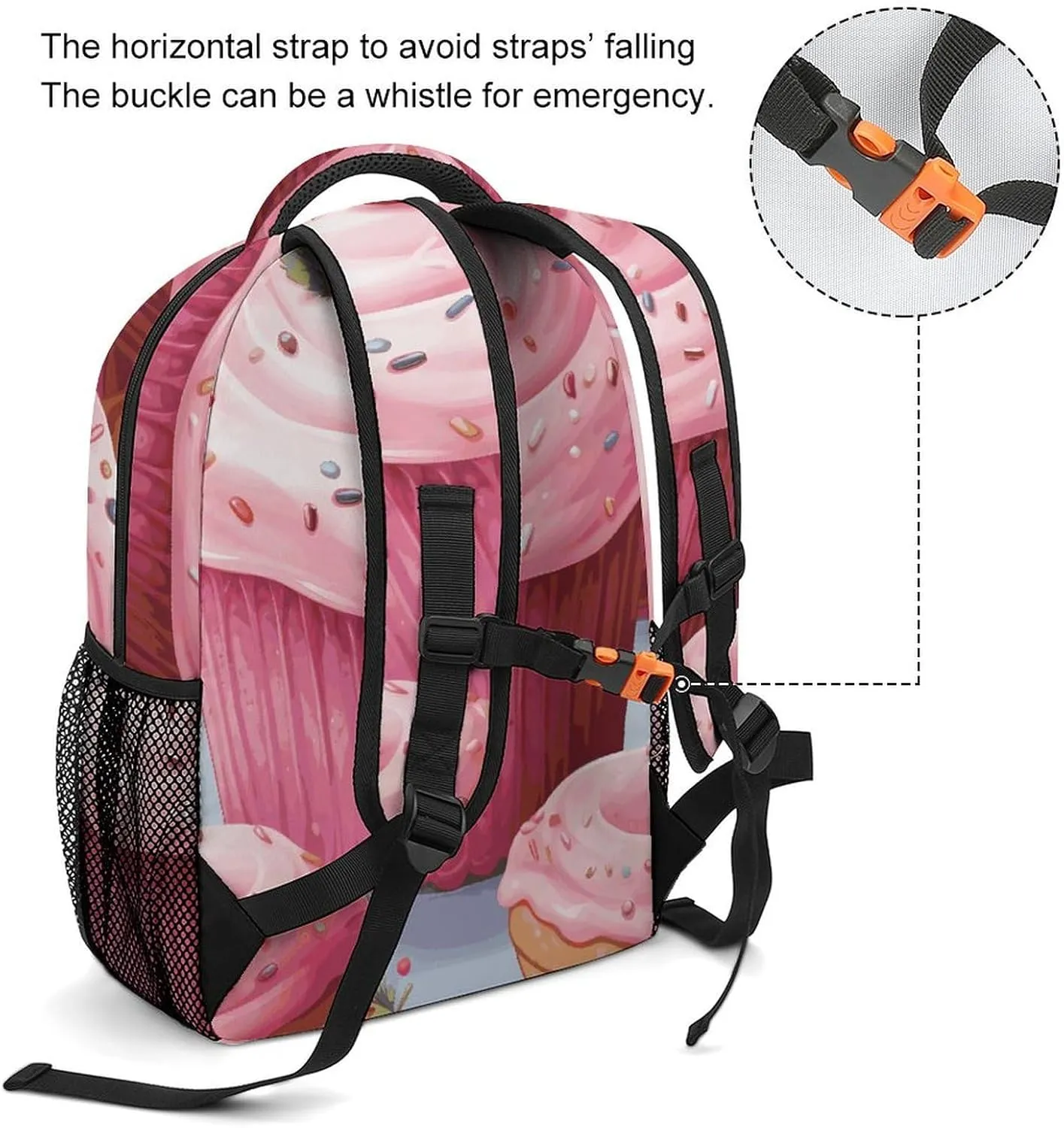 Laptop Backpack for Men Women Lightweight Daypack with Compartment Rucksack Pink Donut And Cupcake Laptop Bag