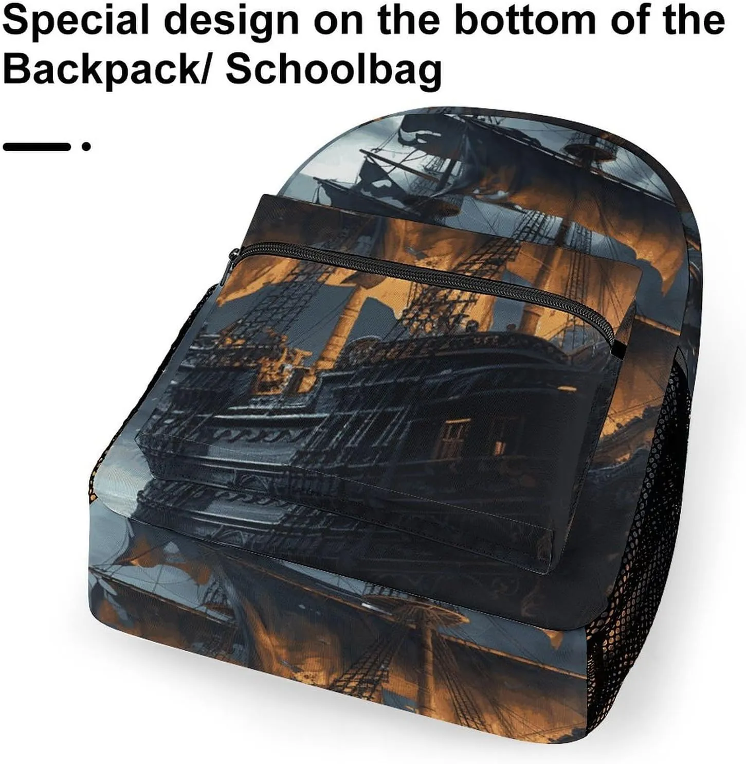 Laptop Backpack for Men Women Lightweight Daypack with Compartment Rucksack Pirate Sailboat Full Moon_78728436 Laptop Bag