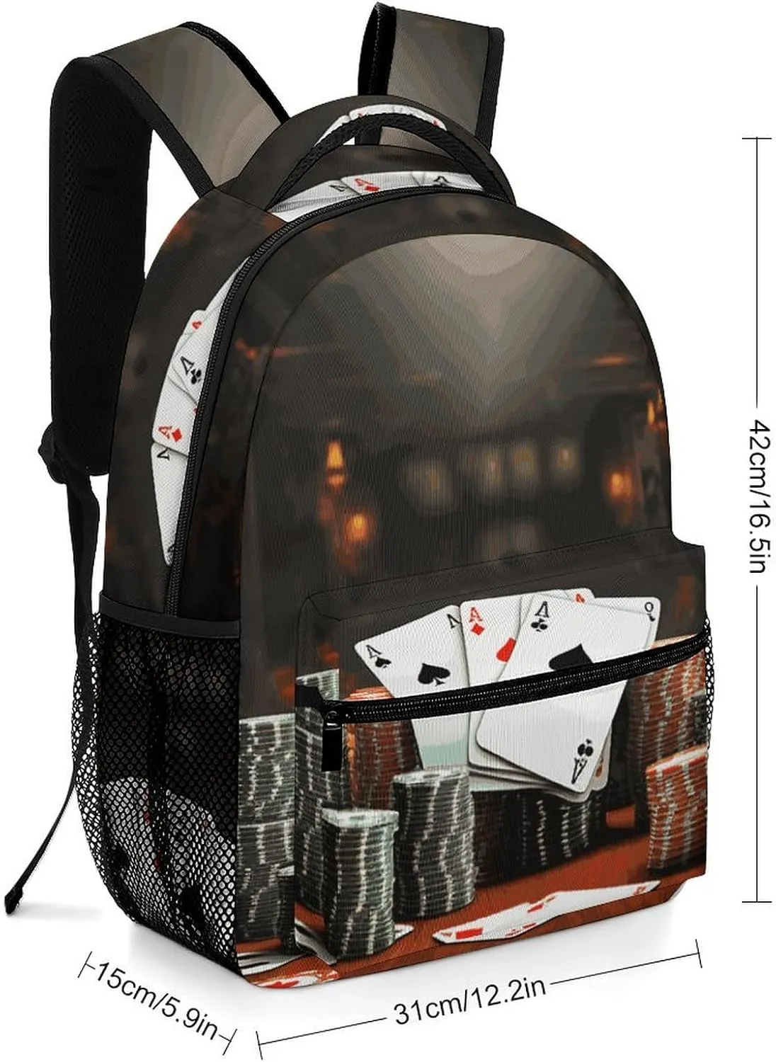 Laptop Backpack for Men Women Lightweight Daypack with Compartment Rucksack Poker Tournament Laptop Bag