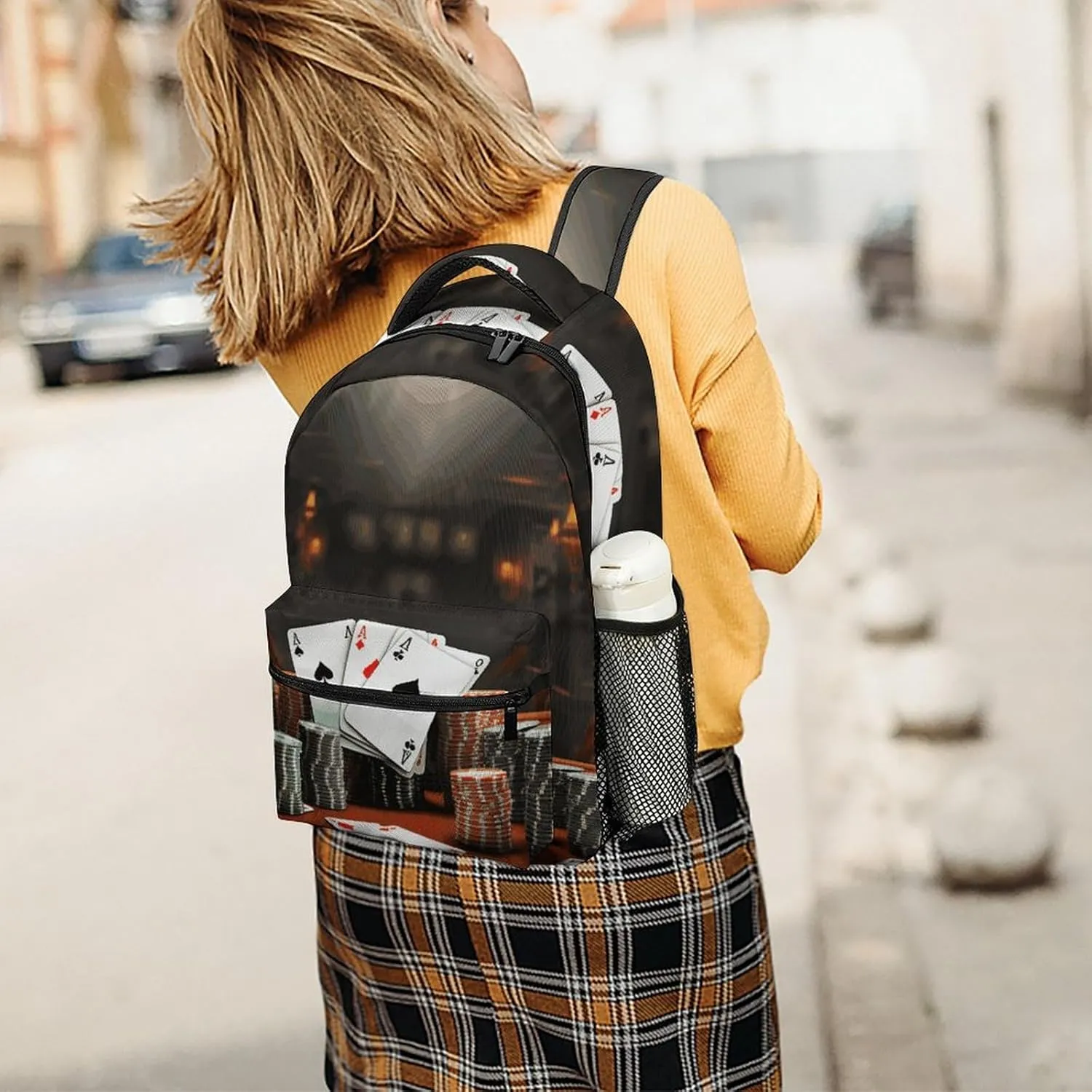 Laptop Backpack for Men Women Lightweight Daypack with Compartment Rucksack Poker Tournament Laptop Bag