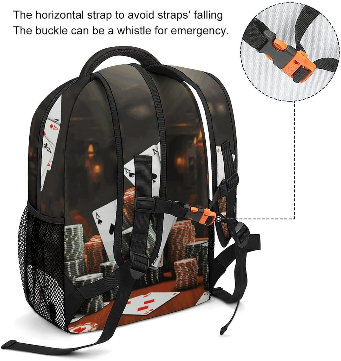 Laptop Backpack for Men Women Lightweight Daypack with Compartment Rucksack Poker Tournament Laptop Bag