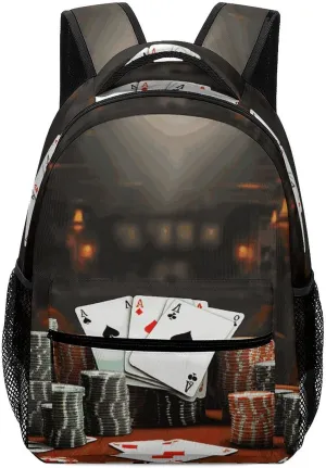 Laptop Backpack for Men Women Lightweight Daypack with Compartment Rucksack Poker Tournament Laptop Bag