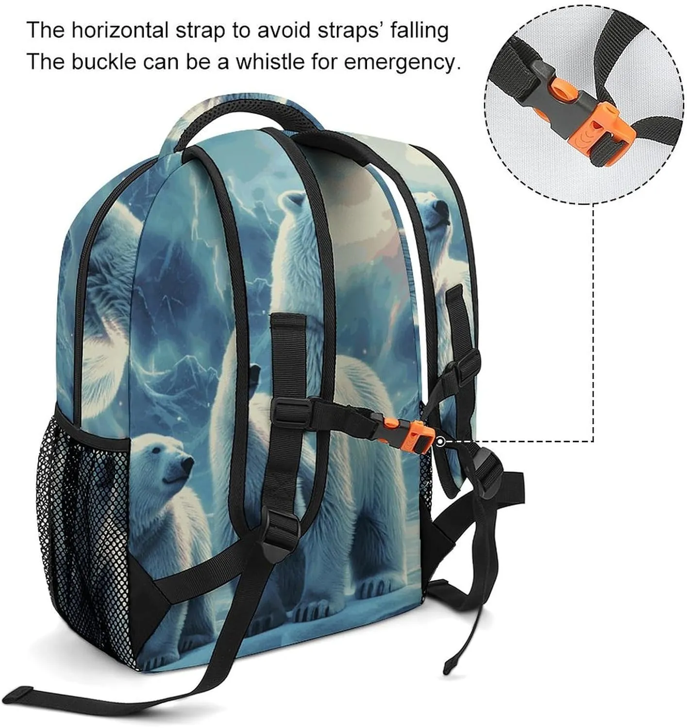 Laptop Backpack for Men Women Lightweight Daypack with Compartment Rucksack Polar Bears Northern Lights Laptop Bag