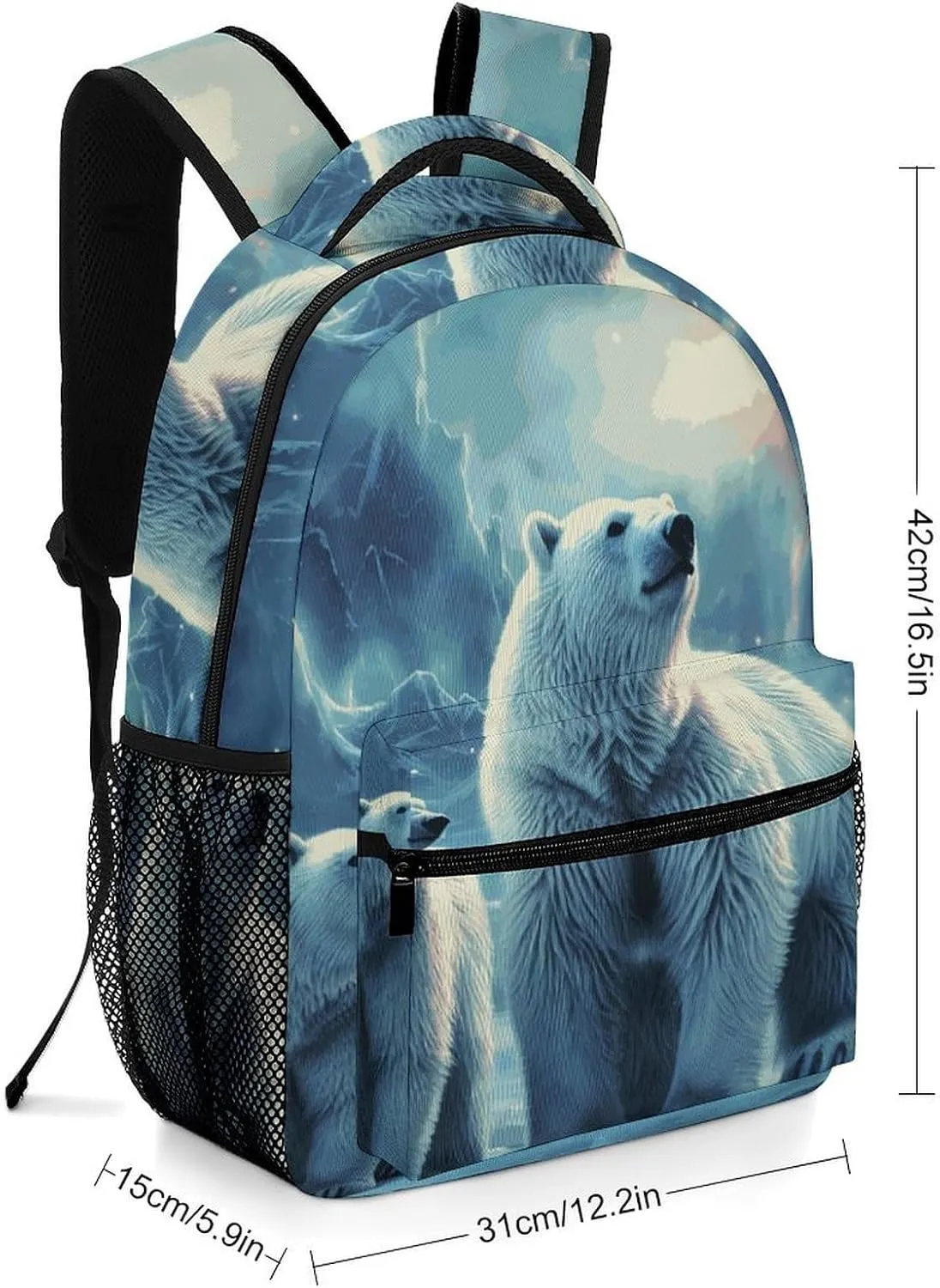 Laptop Backpack for Men Women Lightweight Daypack with Compartment Rucksack Polar Bears Northern Lights Laptop Bag