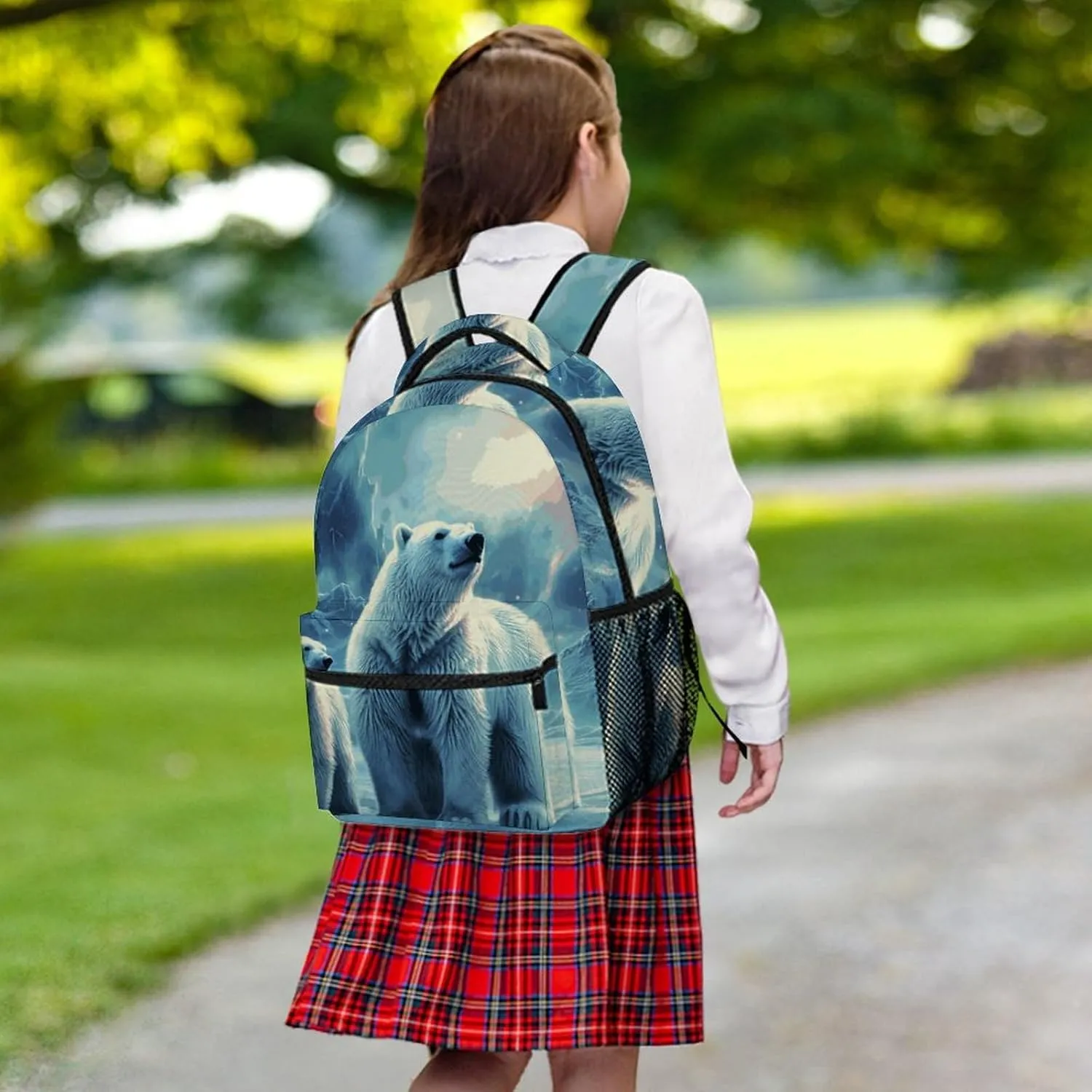 Laptop Backpack for Men Women Lightweight Daypack with Compartment Rucksack Polar Bears Northern Lights Laptop Bag