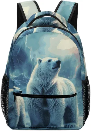 Laptop Backpack for Men Women Lightweight Daypack with Compartment Rucksack Polar Bears Northern Lights Laptop Bag