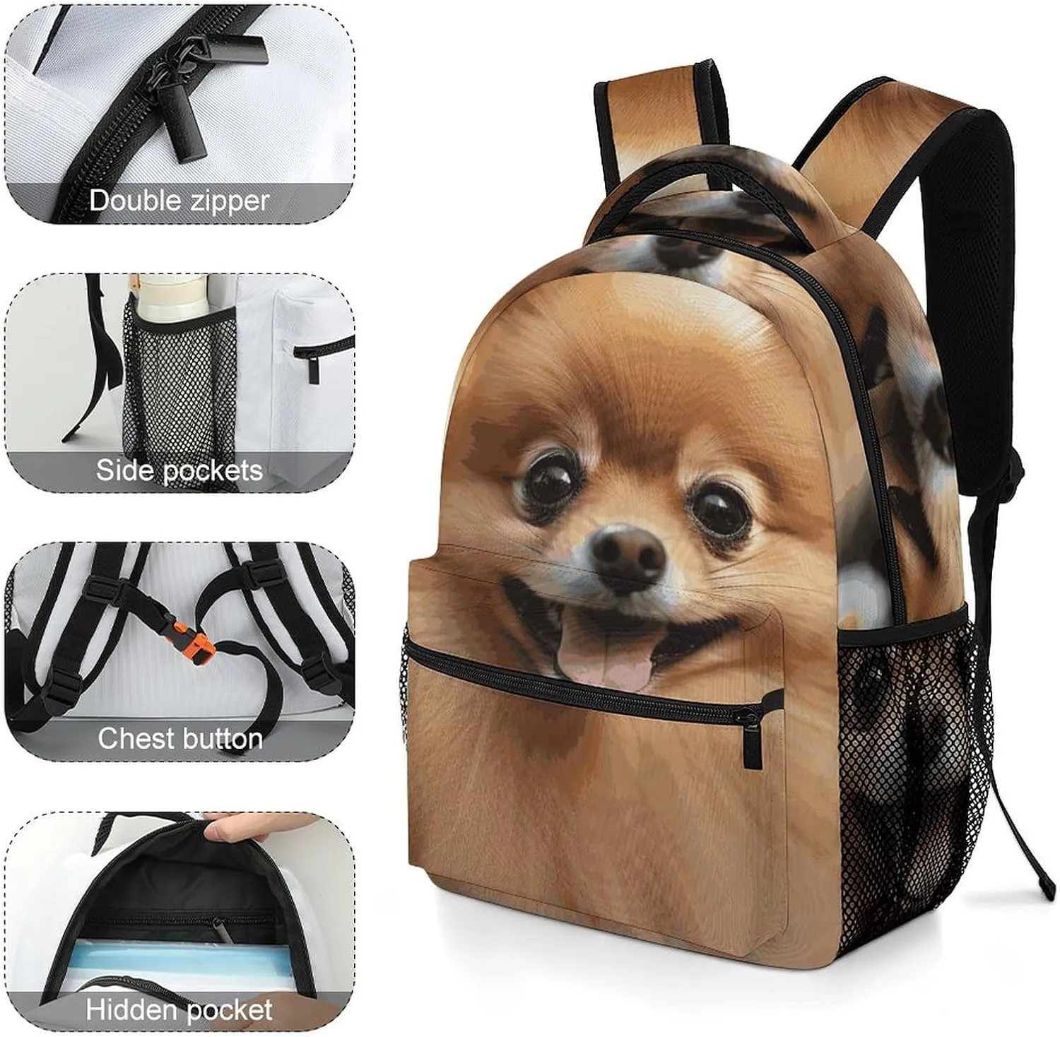 Laptop Backpack for Men Women Lightweight Daypack with Compartment Rucksack Pomeranian Dog Laptop Bag