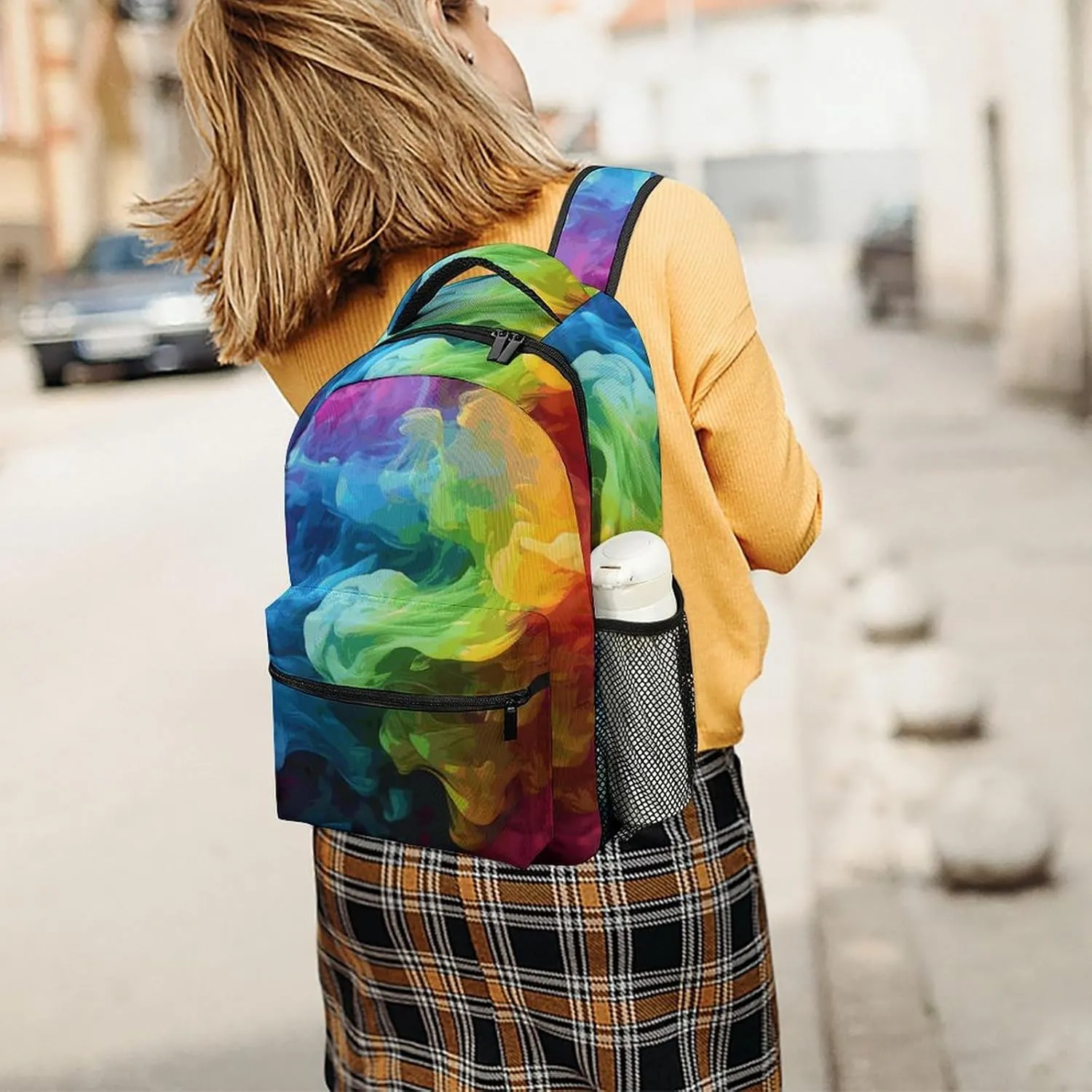 Laptop Backpack for Men Women Lightweight Daypack with Compartment Rucksack Rainbow Smoke Laptop Bag