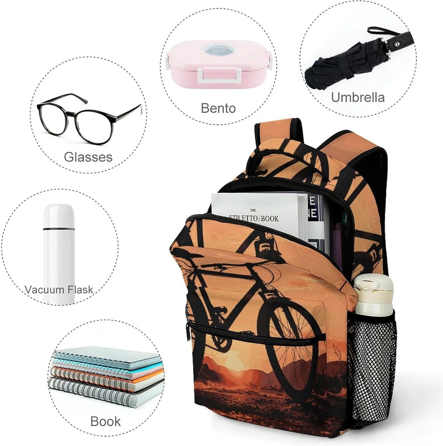 Laptop Backpack for Men Women Lightweight Daypack with Compartment Rucksack Road Bicycle Laptop Bag