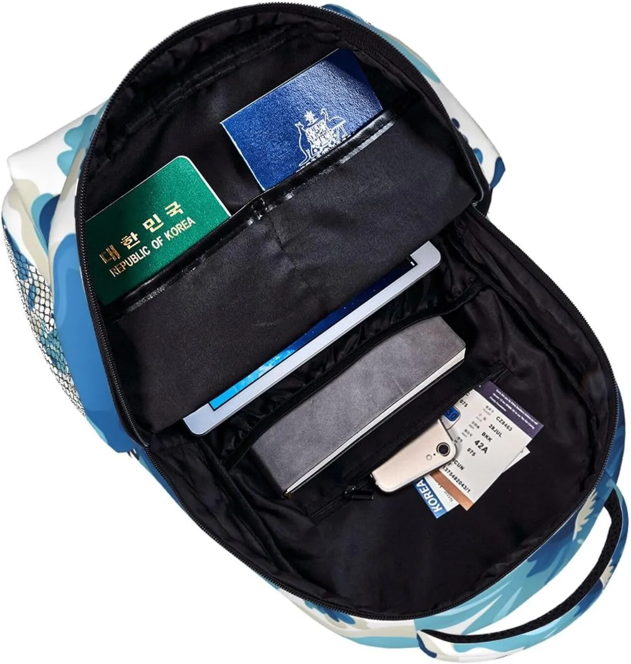 Laptop Backpack for Men Women Lightweight Travel Daypack Blue and White Flowers Backpack Rucksack for Work