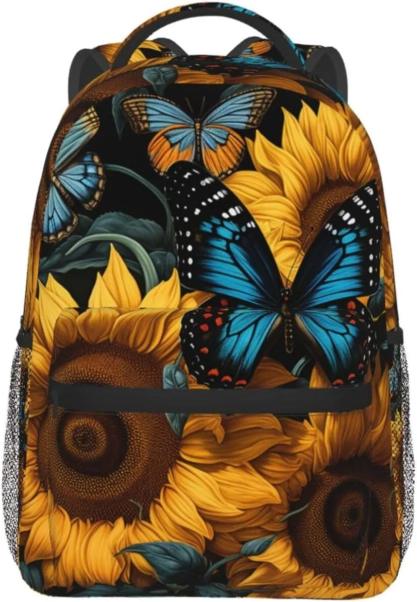 Laptop Backpack for Men Women Lightweight Travel Daypack Blue Butterfly Backpack Rucksack for Work